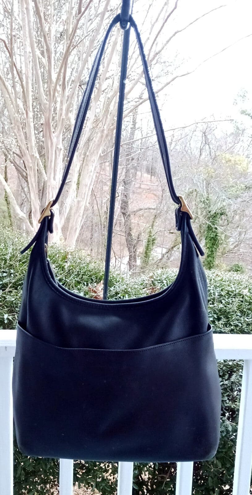 Coach MEDIUM M30-9058 Vintage Black Leather Legacy Hobo Shoulder Bag