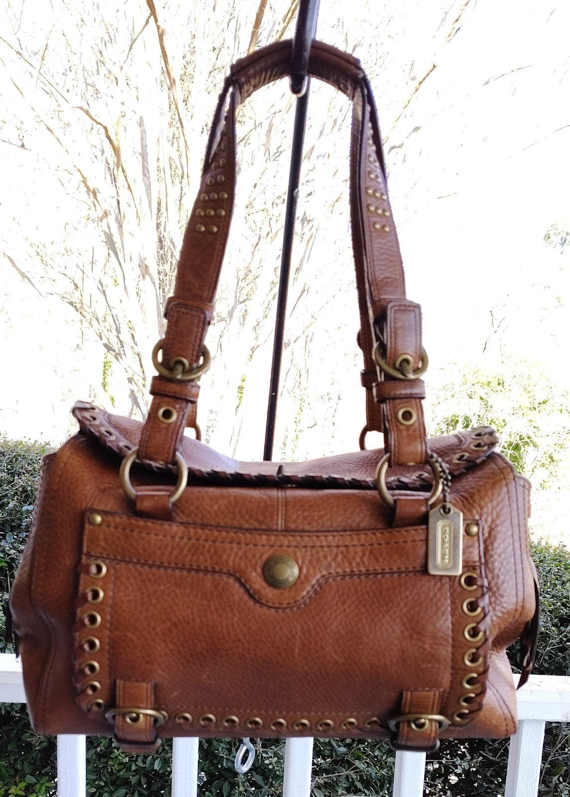 Coach MEDIUM Legacy 10972 Cognac Chelsea Abbey Laced Leather Satchel