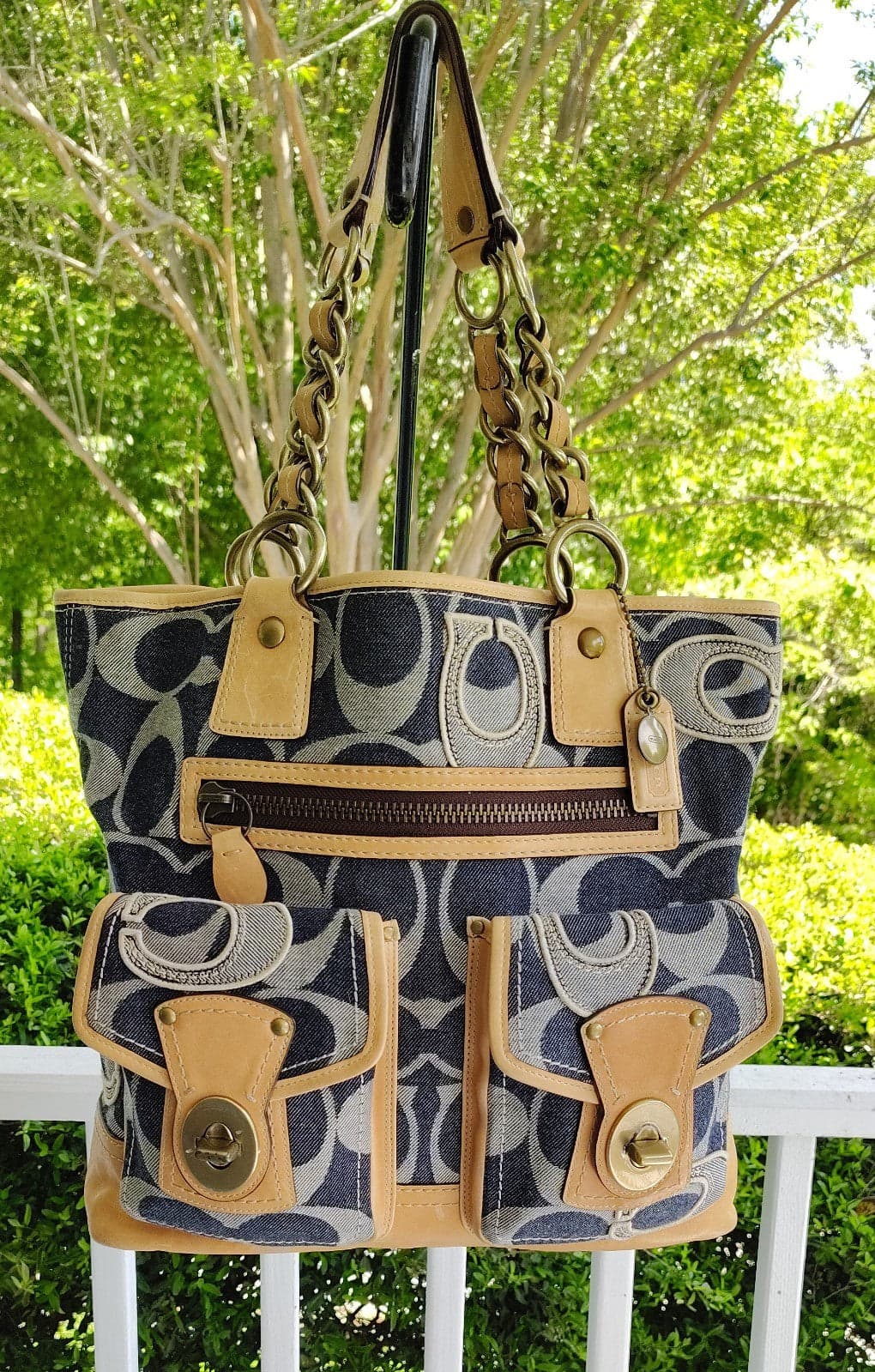 COACH Large 11582 Gigi 65th Anniversary Blue Denim Signature C Tote