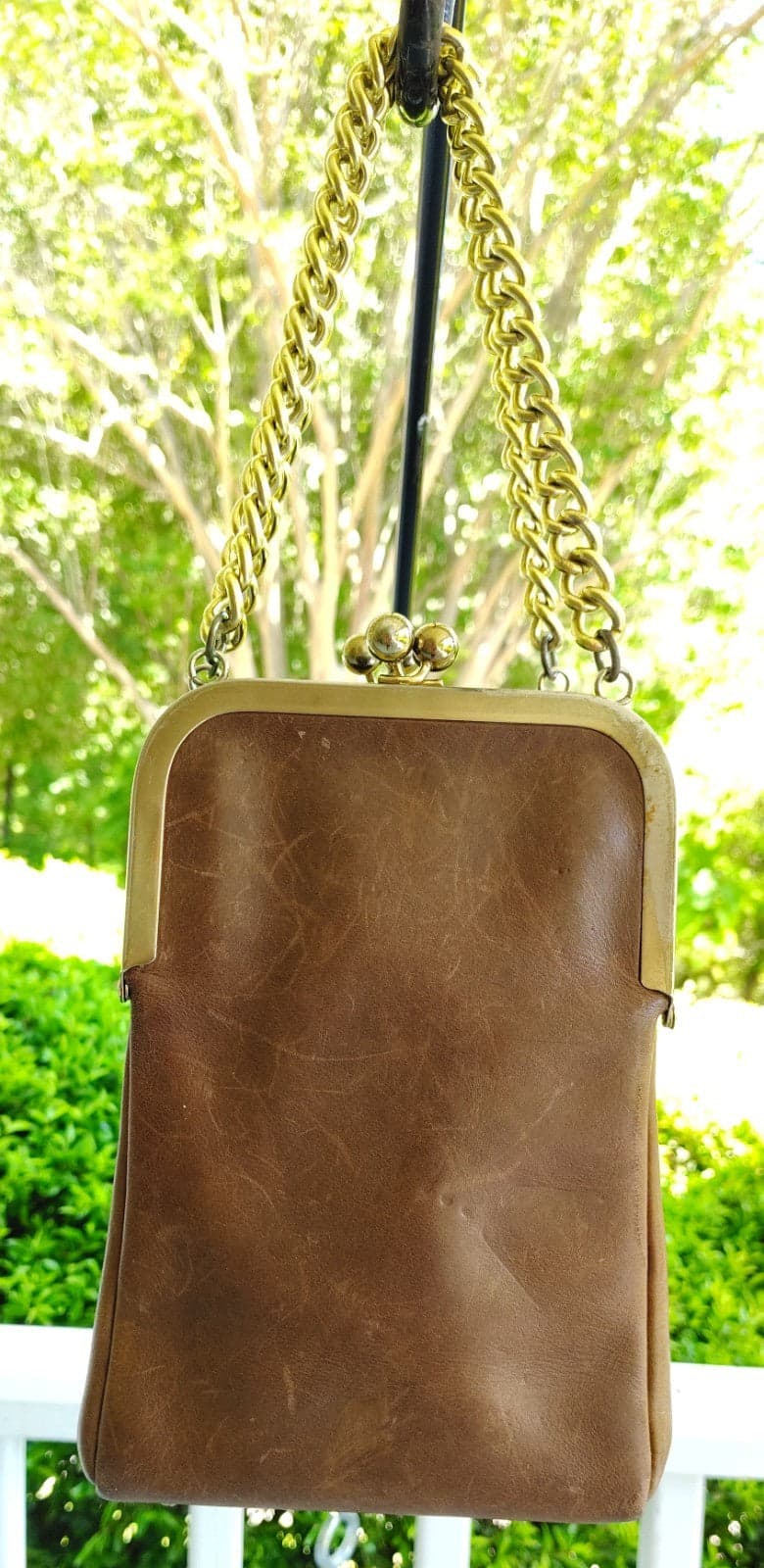Coach UNICORN SMALL Vintage 60's Cashin Swinger Brown Double Kisslock Leather